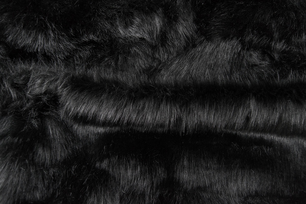 Pelo sintético de lujo Lujoso tejido de pelo sintético por metro, imitación oso/zorro, negro – EM250100