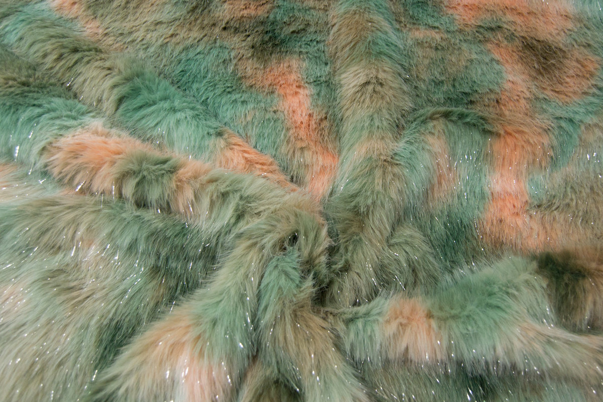 Pelo sintético de lujo Tejido de pelo sintético multicolor y con brillo, verde – EM250047