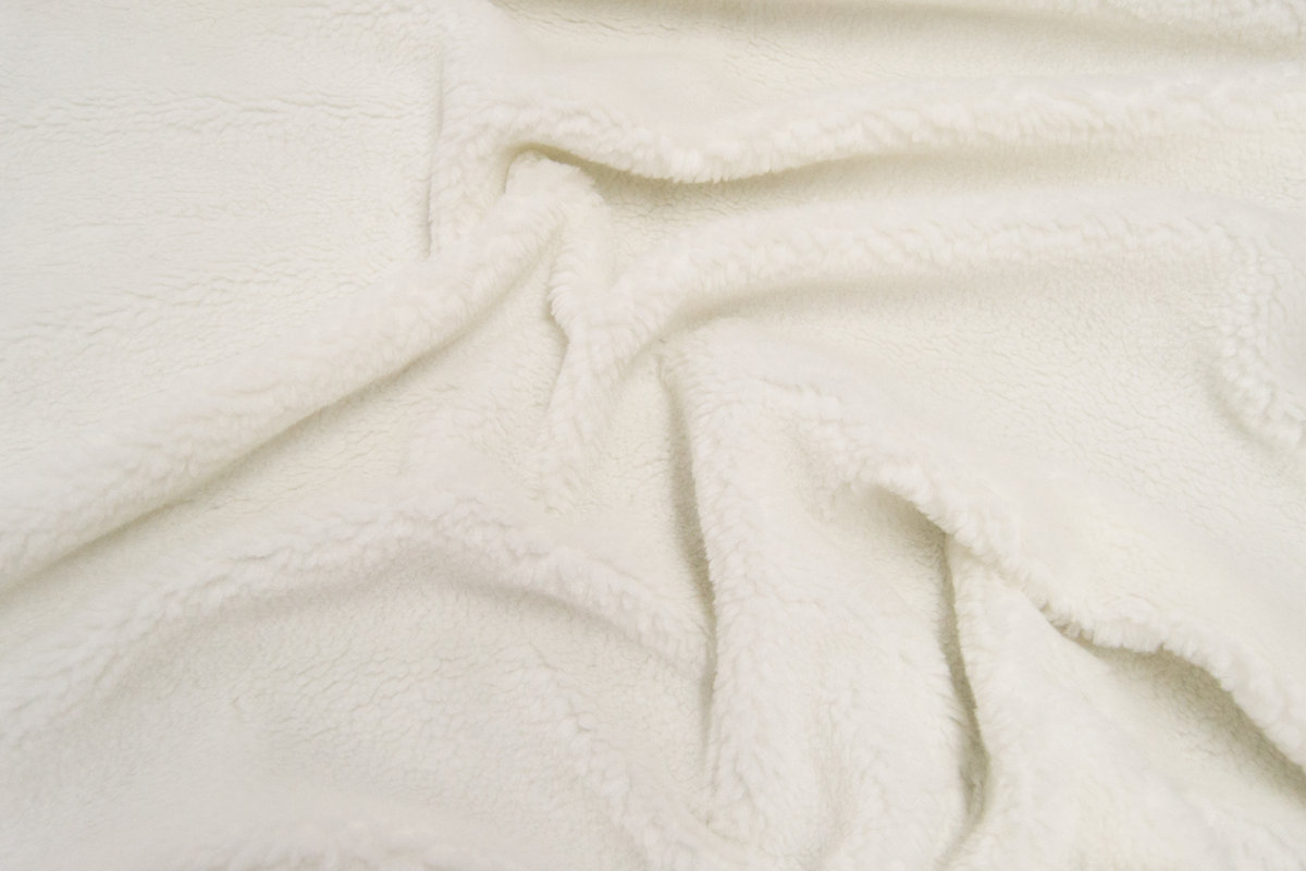 Edición limitada / Deadstocks Tejido de pelo sintético teddy, suave y gruesa, blanco – H-47