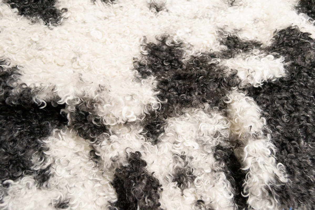 Pelo sintético de lujo Tela de pelo sintético estampado vaca, negro y blanco – 2EM250053