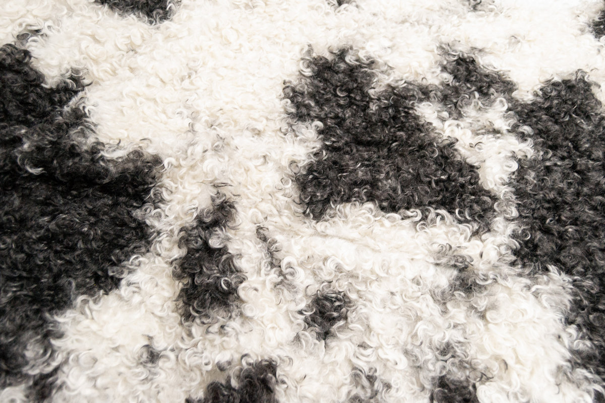 Pelo sintético de lujo Tela de pelo sintético estampado vaca, negro y blanco – 2EM250053