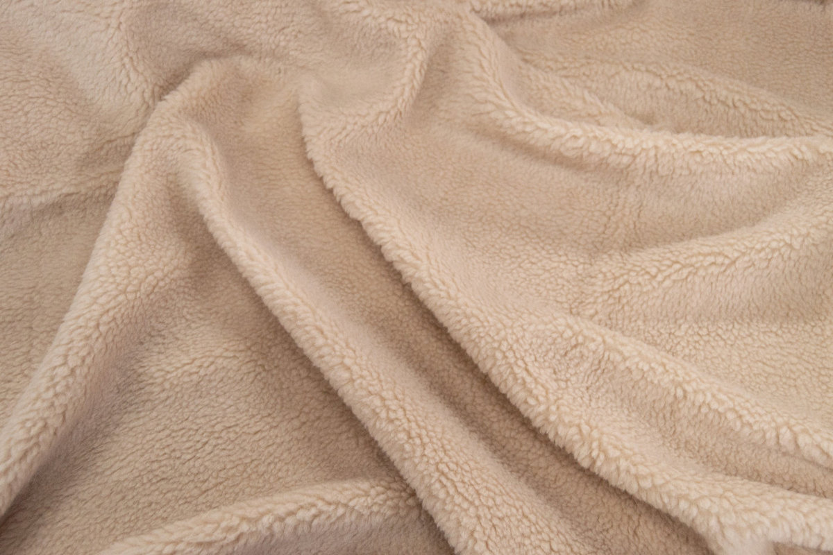 Edición limitada / Deadstocks Tela de piel sintética tipo teddy por metros, suave y gruesa, beige – 3EM250046