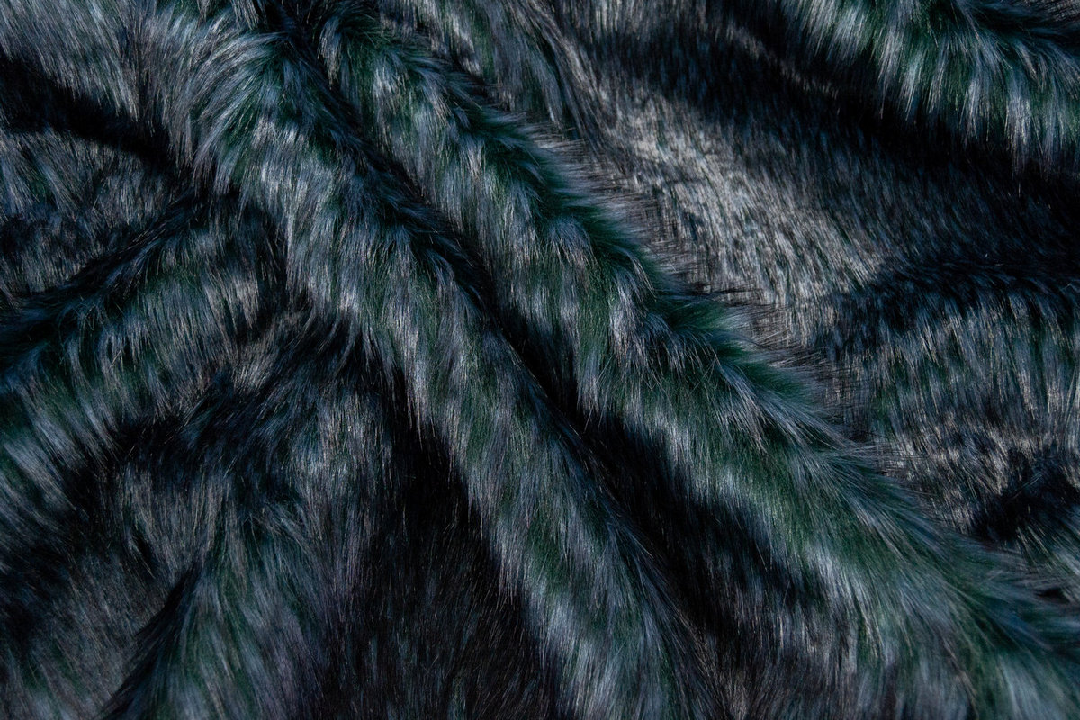 Pelo sintético de lujo Tejido de pelo sintético realista, mapache, azul/verde – 3EM250038