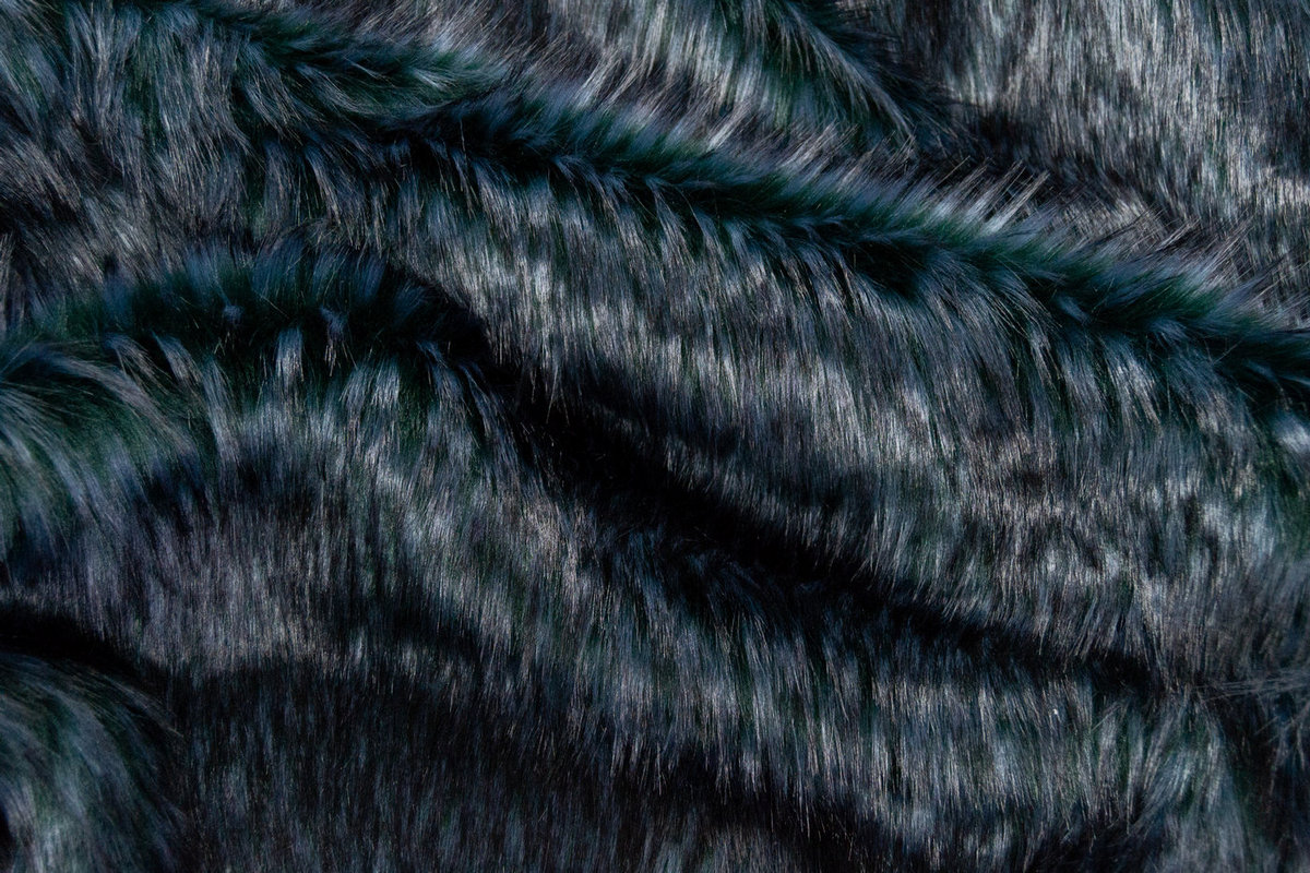 Pelo sintético de lujo Tejido de pelo sintético realista, mapache, azul/verde – 3EM250038